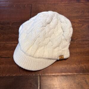Adidas Women's Crystal Brimmer Brimmed Cable Knit Winter Beanie Hat White Fleece